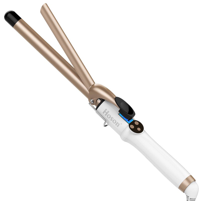 Hoson 3/4 Inch Curling Iron Professional, Ceramic Tourmaline Curl Wand Barrel, Hair Curler Iron for Short Hair,Glove Include, Glove Include, Gold - Image 1